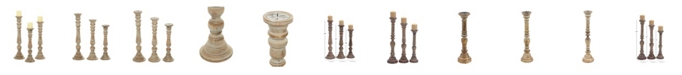 Rosemary Lane Set of 3 Brown Mango Wood Traditional Candle Holder, 24", 21", 17"